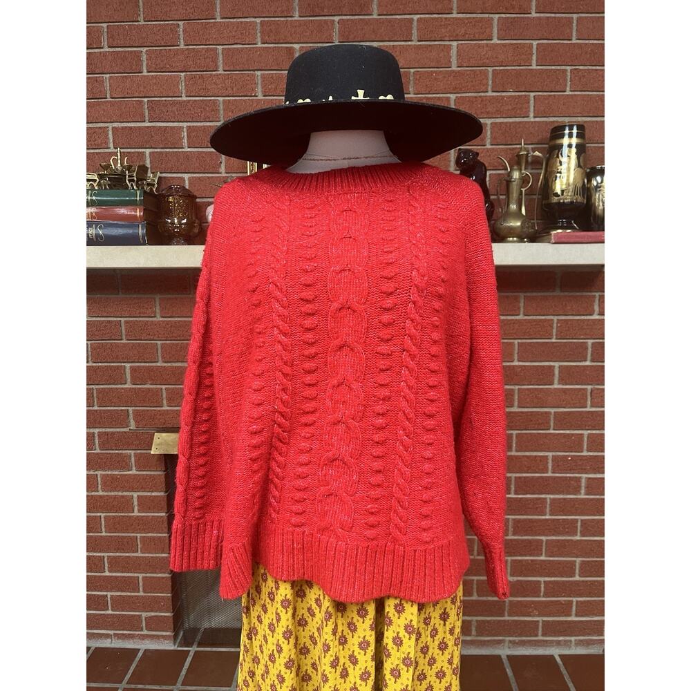 Chunky Oversized Red Plus Loft Sweater Boho Modern Chic Tomato Girl Street Prep